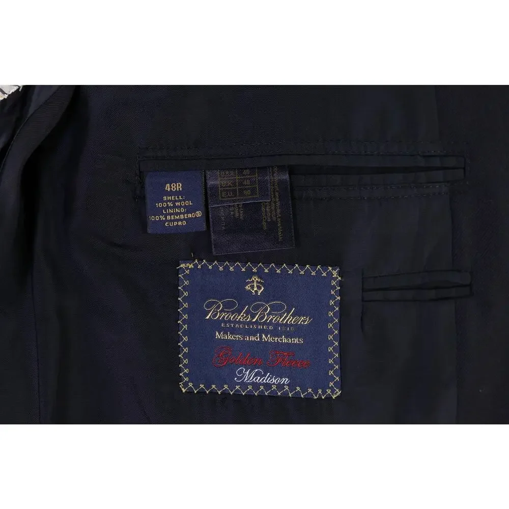 Brooks Brothers Golden Fleece Madison Navy Blue Gold Button Wool Blazer 48R